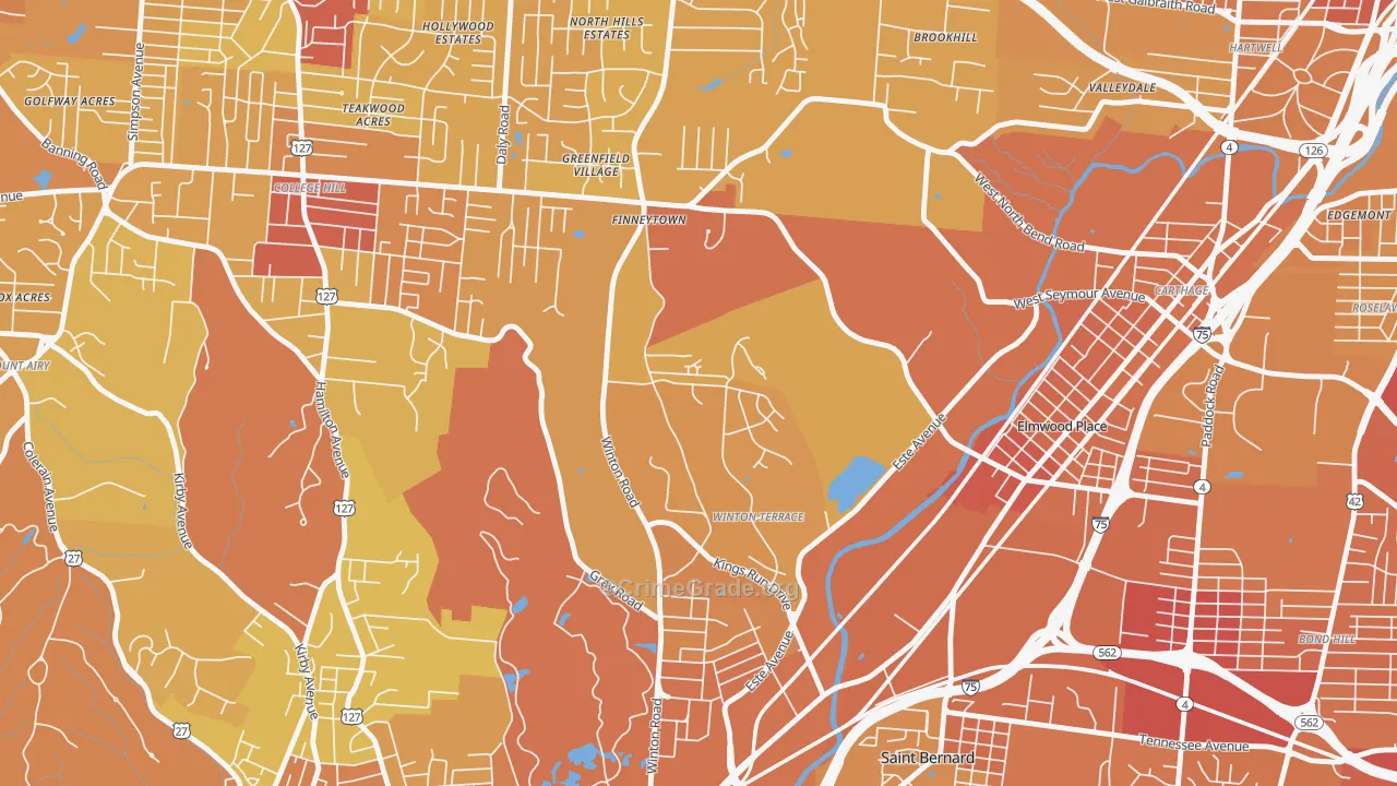 Winton Hills, Cincinnati, OH Map of Drug-Related Crime Rates