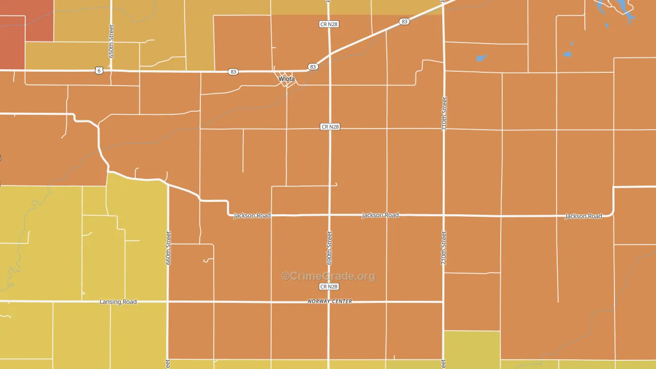Wiota, IA Map of Drug-Related Crime Rates