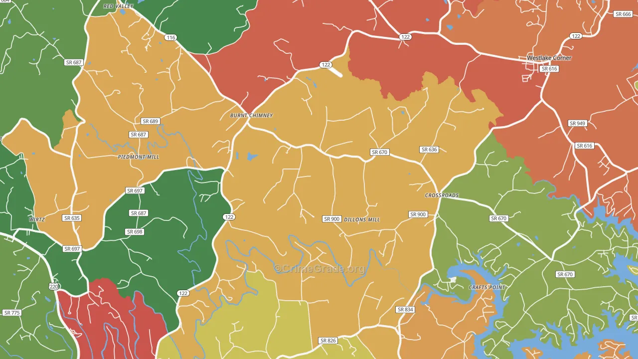 Wirtz, VA Map of Drug-Related Crime Rates