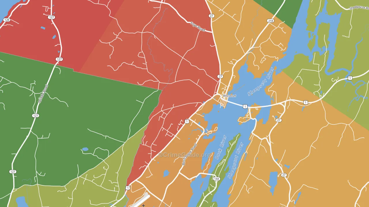 Wiscasset, ME Map of Drug-Related Crime Rates