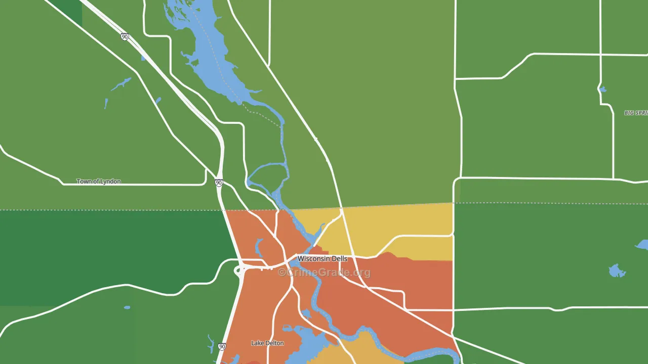 Wisconsin Dells, WI Map of Drug-Related Crime Rates