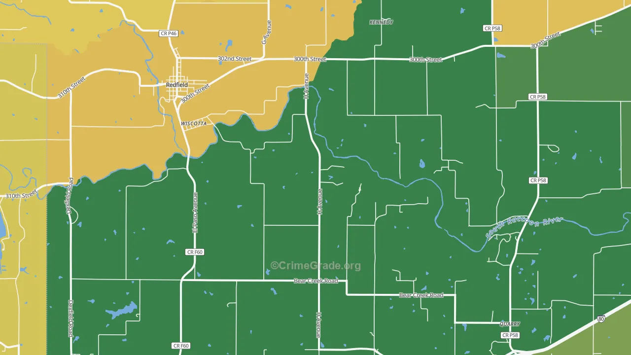 Wiscotta, IA Map of Drug-Related Crime Rates