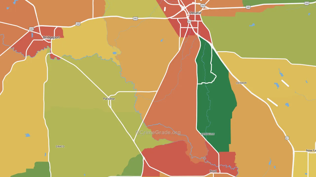 Wise County, TX Map of Drug-Related Crime Rates