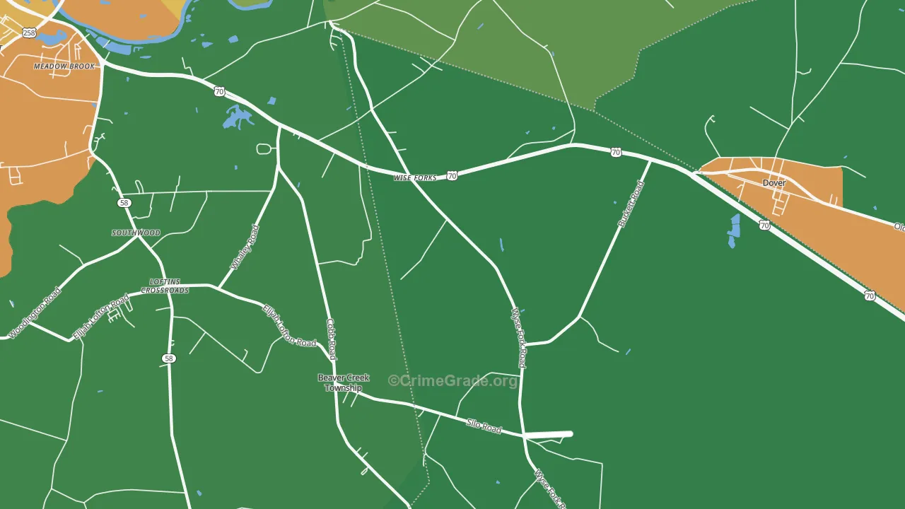 Wise Forks, NC Map of Drug-Related Crime Rates