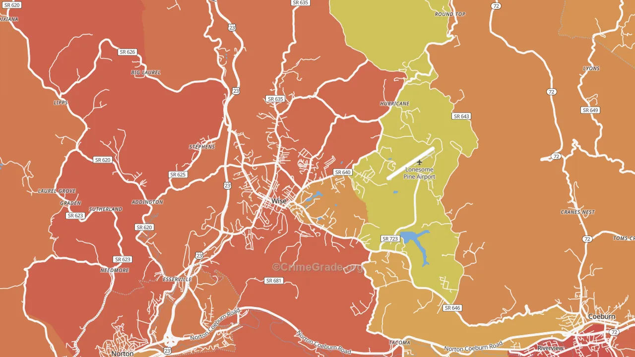 Wise, VA Map of Drug-Related Crime Rates