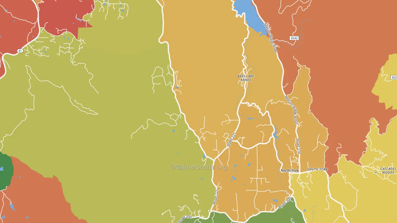Wishon, CA Map of Drug-Related Crime Rates