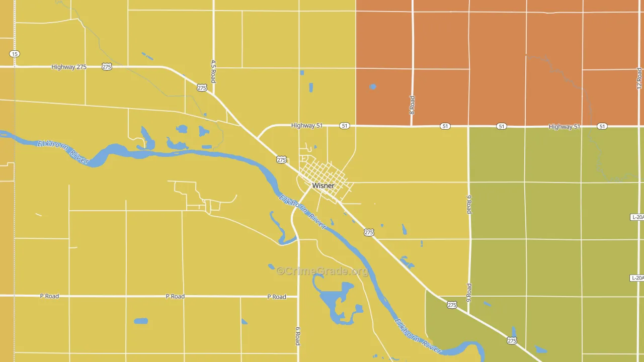 Wisner, NE Map of Drug-Related Crime Rates