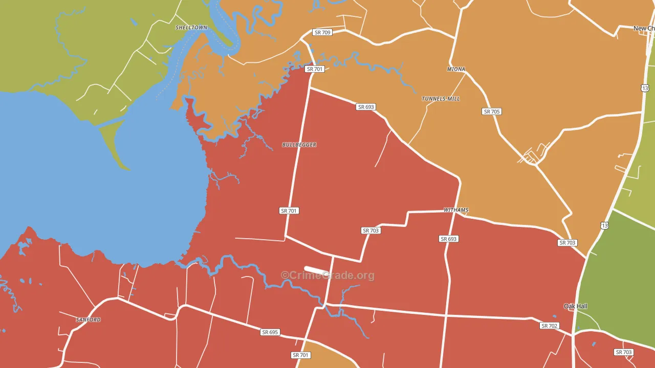 Withams, VA Map of Drug-Related Crime Rates