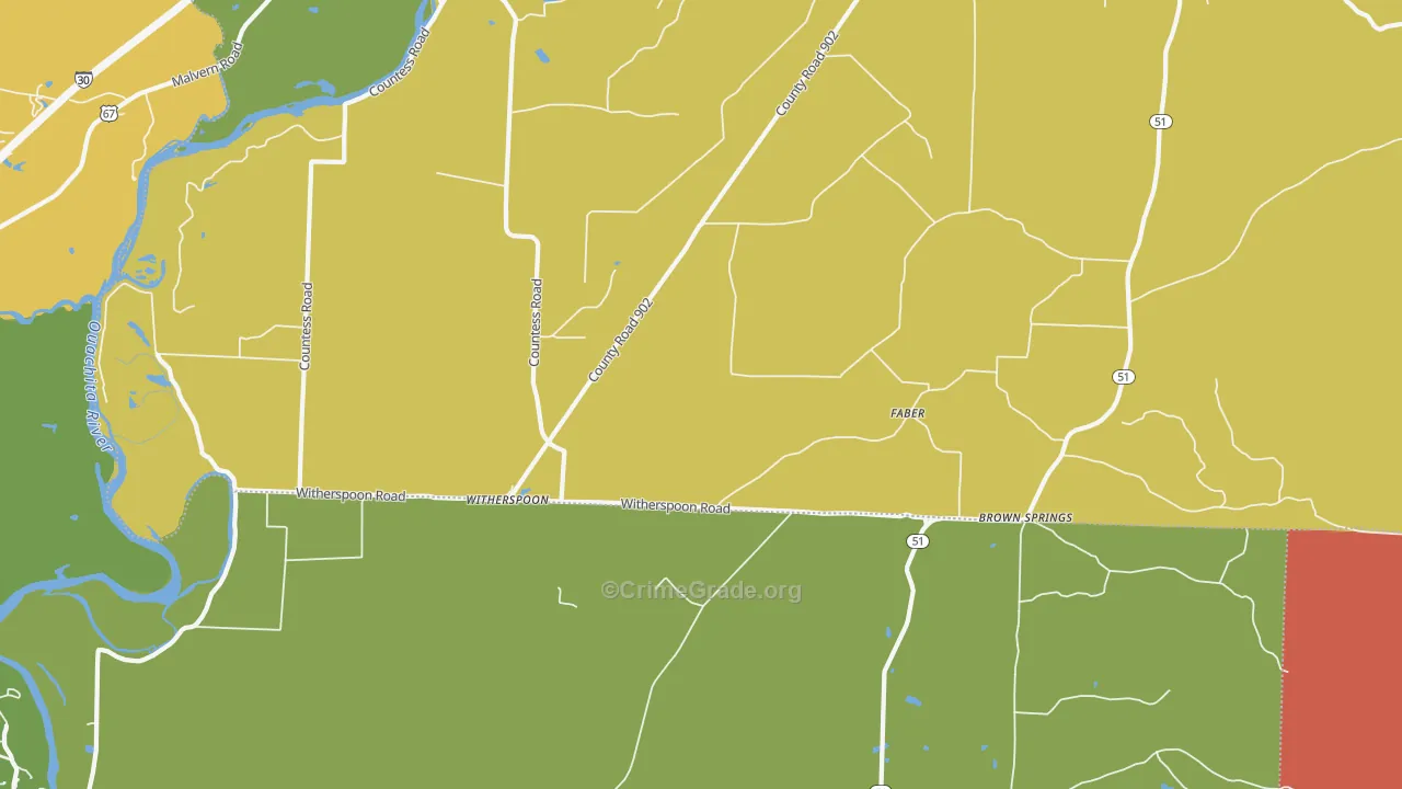 Witherspoon, AR Map of Drug-Related Crime Rates