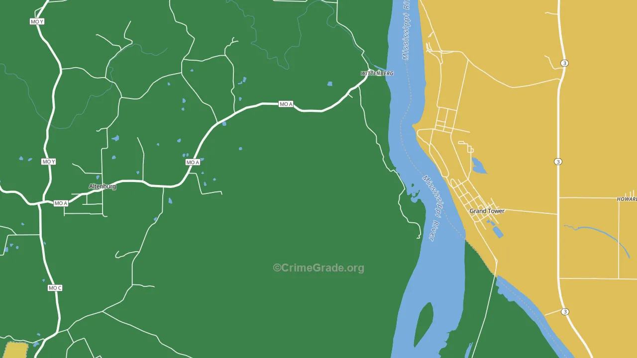 Wittenberg, MO Map of Drug-Related Crime Rates