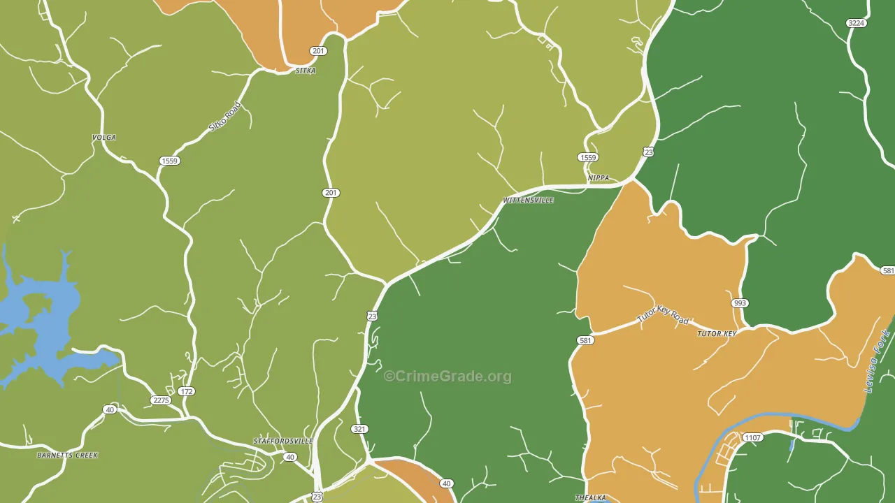 Wittensville, KY Map of Drug-Related Crime Rates