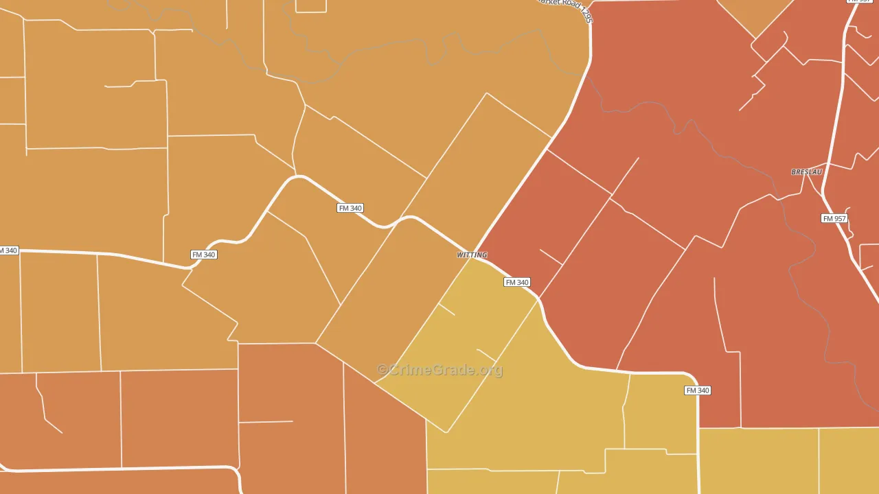 Witting, TX Map of Drug-Related Crime Rates
