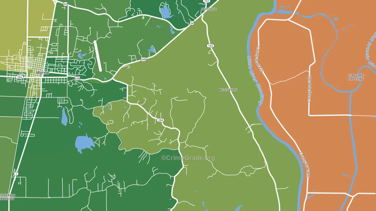 Wittsburg, AR Map of Drug-Related Crime Rates