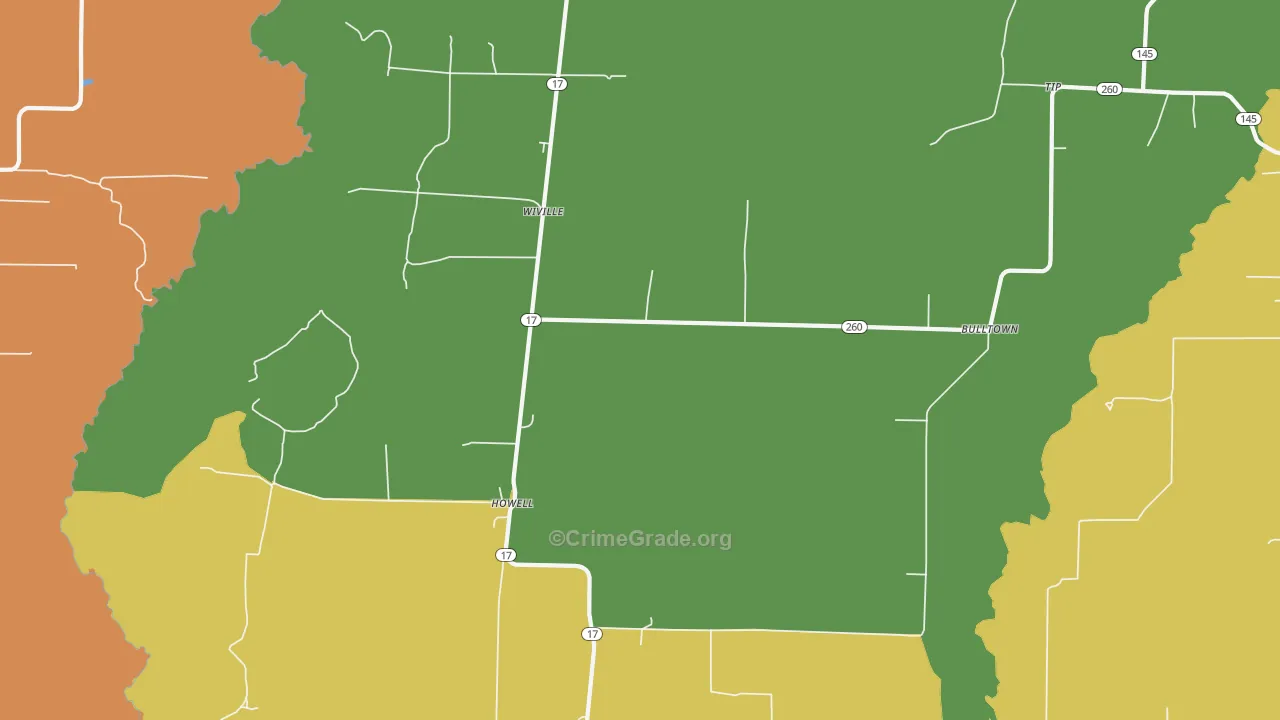 Wiville, AR Map of Drug-Related Crime Rates