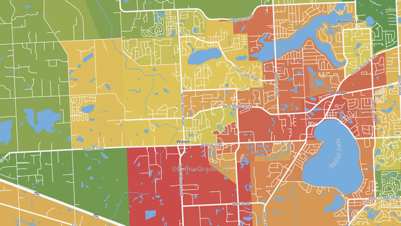Wixom, MI Map of Drug-Related Crime Rates