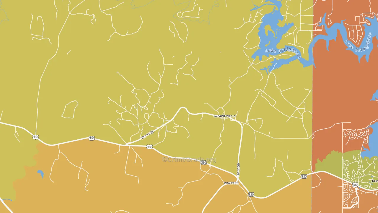 Wizard Wells, TX Map of Drug-Related Crime Rates