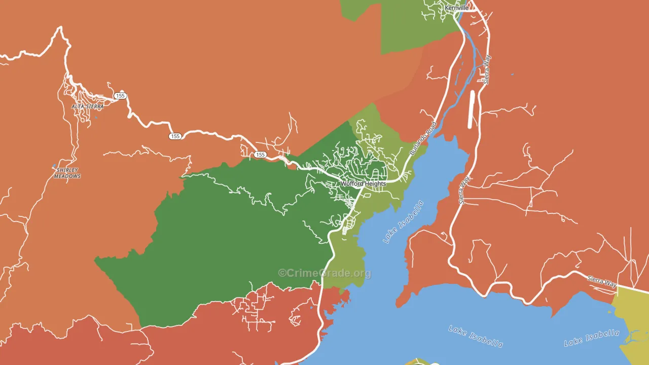 Wofford Heights, CA Map of Drug-Related Crime Rates