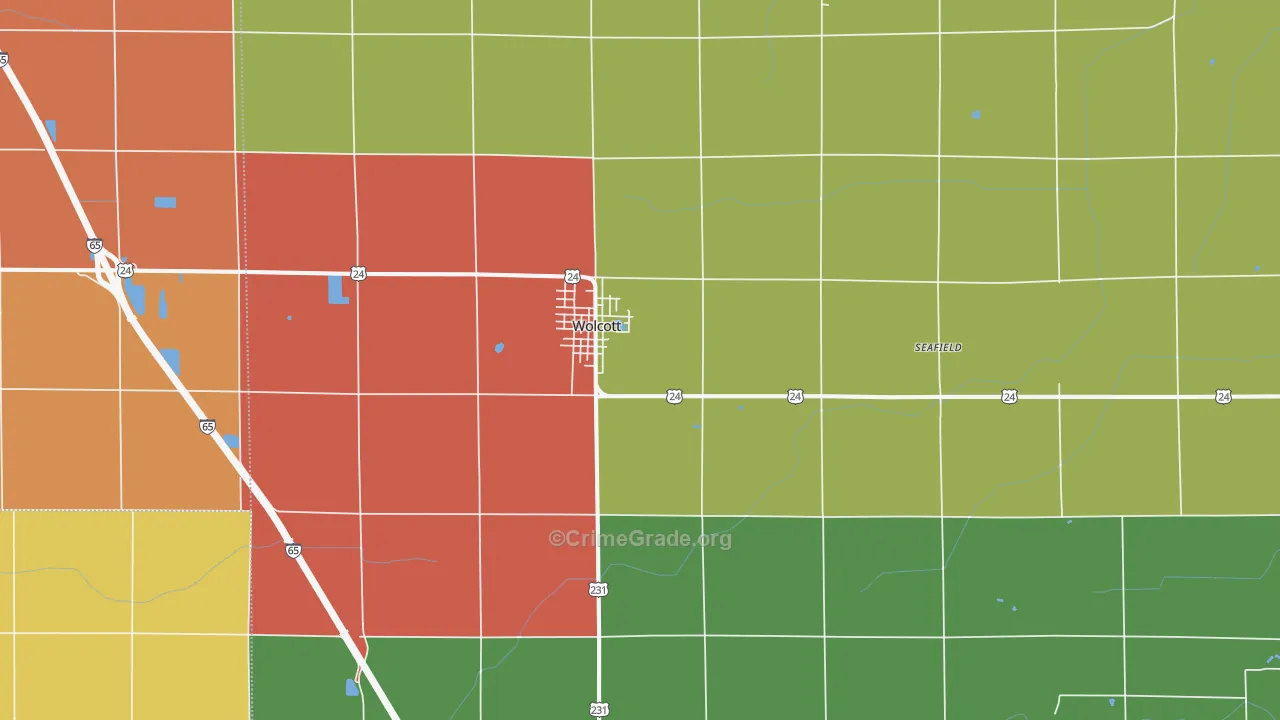Wolcott, IN Map of Drug-Related Crime Rates