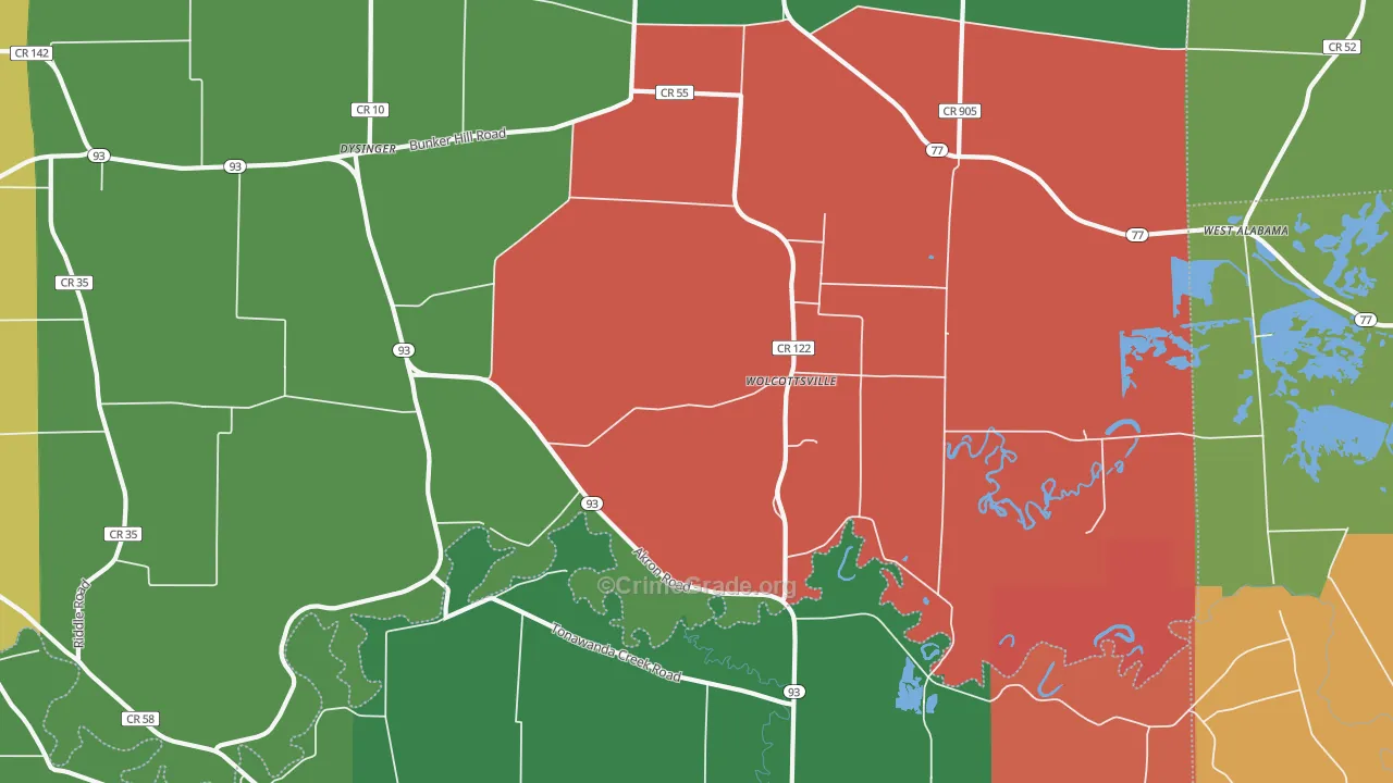 Wolcottsville, NY Map of Drug-Related Crime Rates