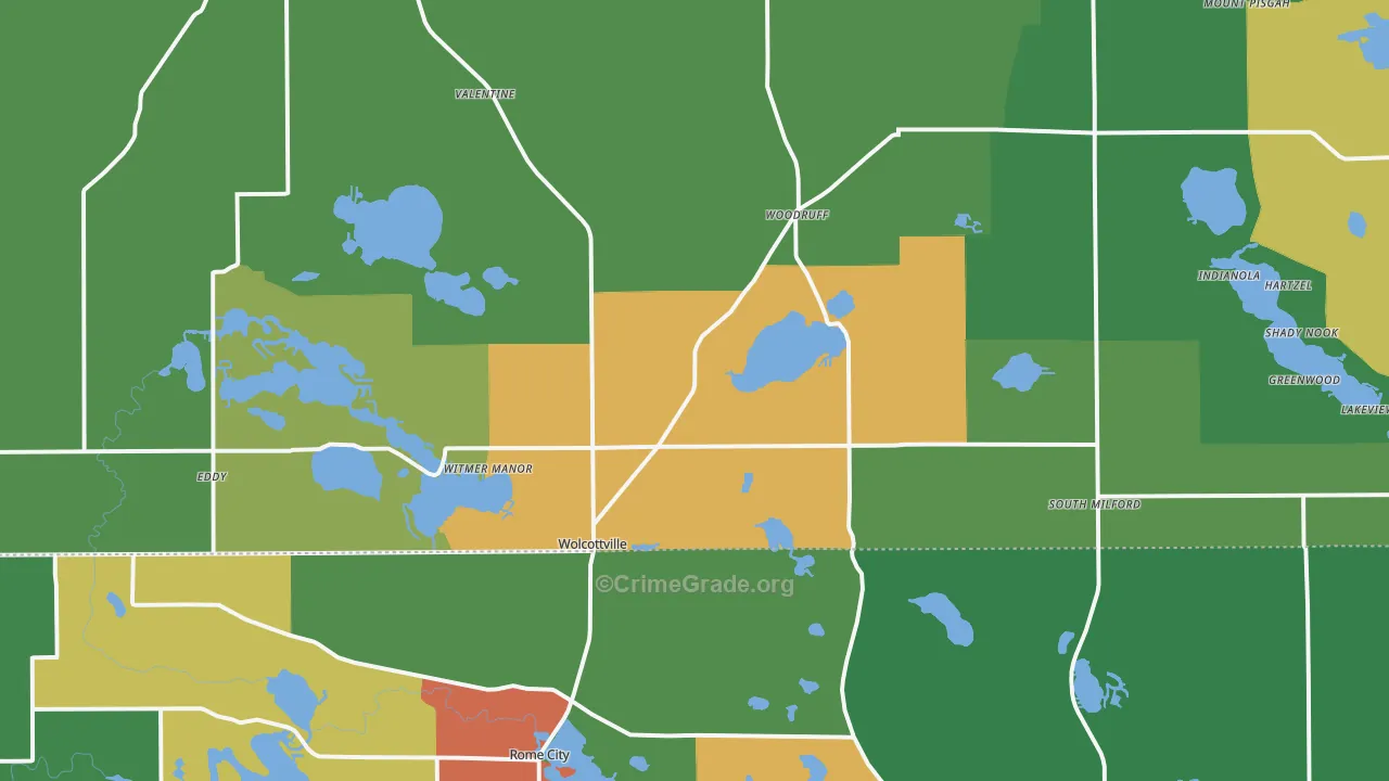 Wolcottville, IN Map of Drug-Related Crime Rates