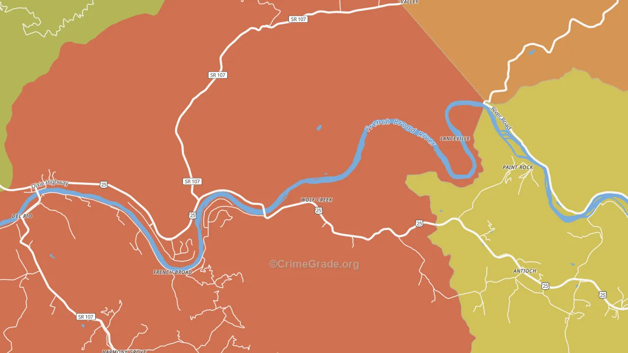 Wolf Creek, TN Map of Drug-Related Crime Rates