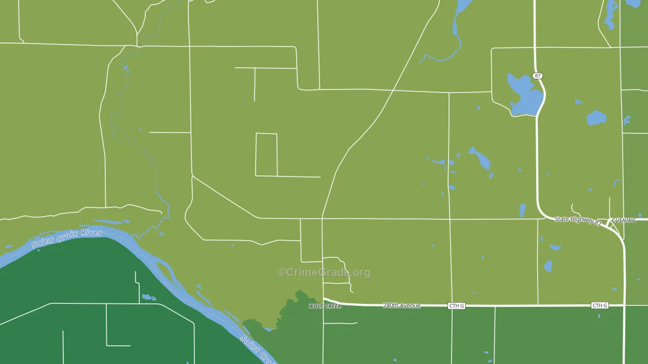 Wolf Creek, WI Map of Drug-Related Crime Rates
