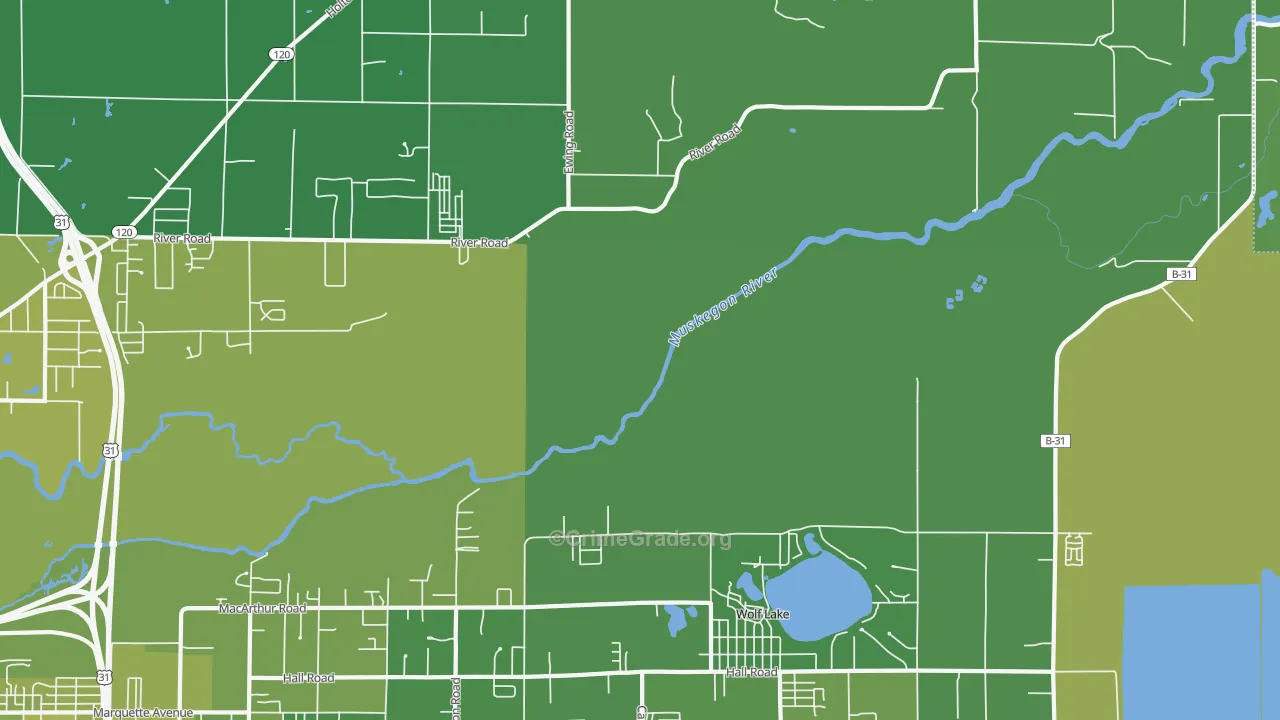 Wolf Lake, MI Map of Drug-Related Crime Rates