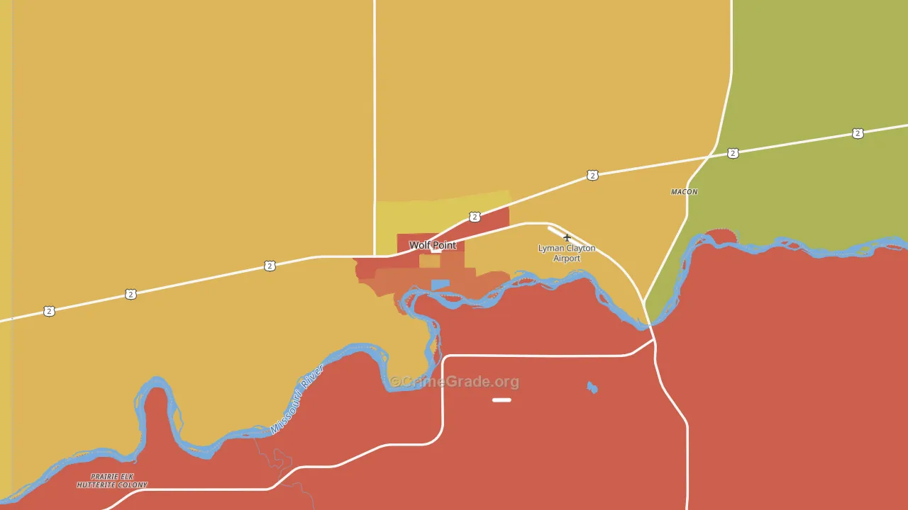 Wolf Point, MT Map of Drug-Related Crime Rates