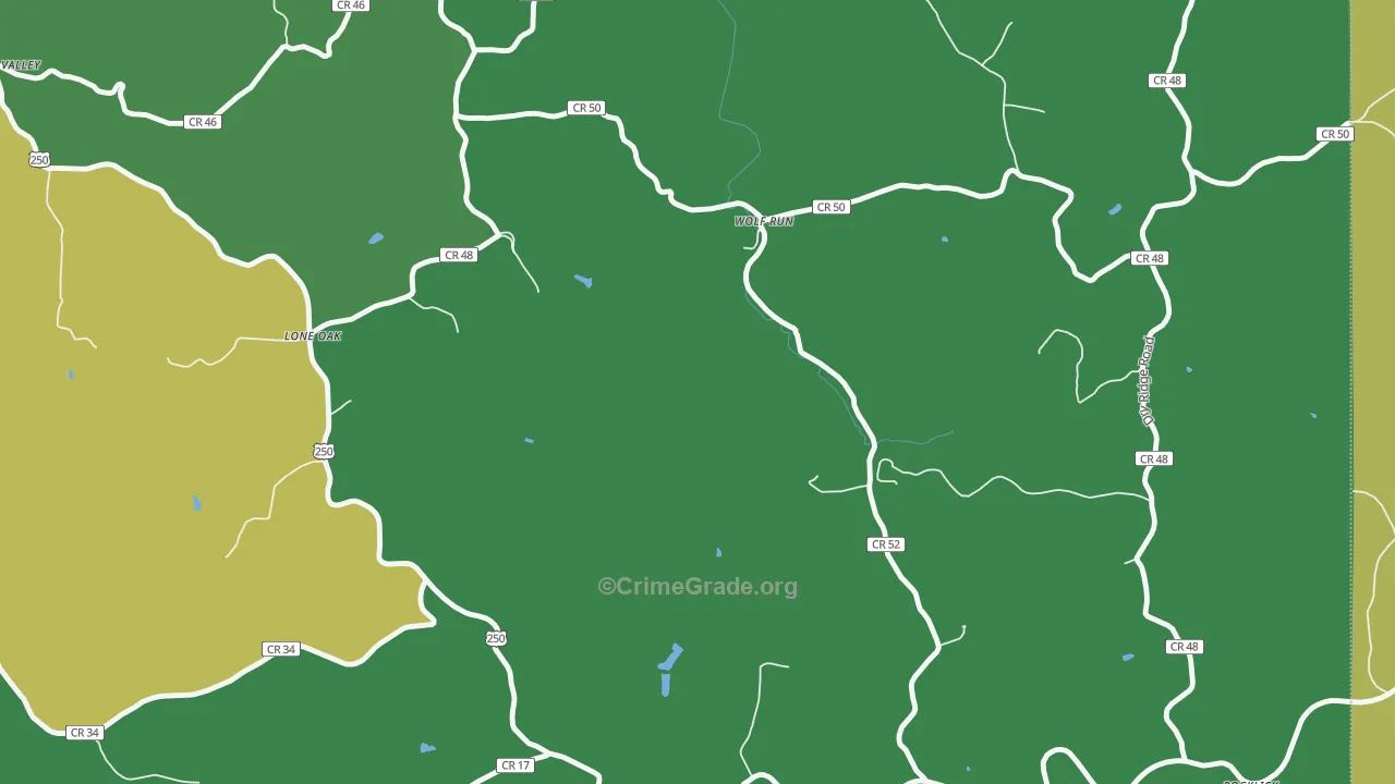 Wolf Run, WV Map of Drug-Related Crime Rates