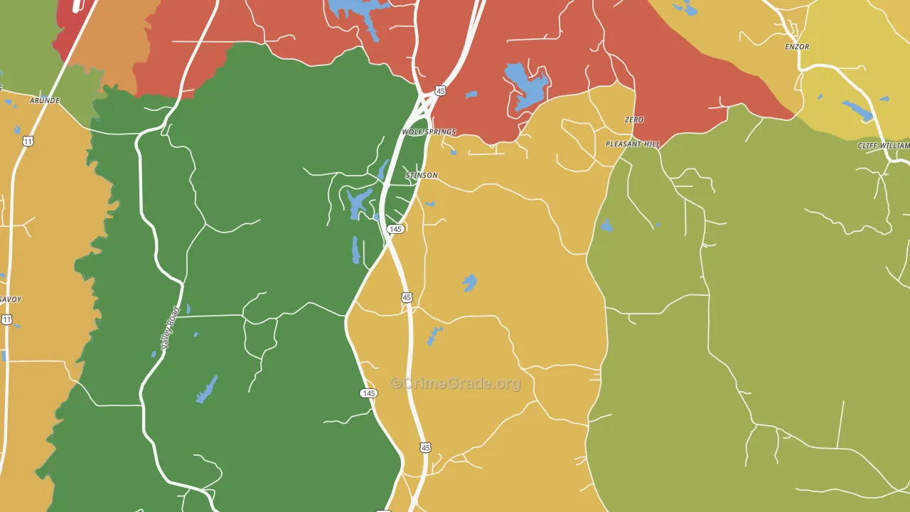 Wolf Springs, MS Map of Drug-Related Crime Rates
