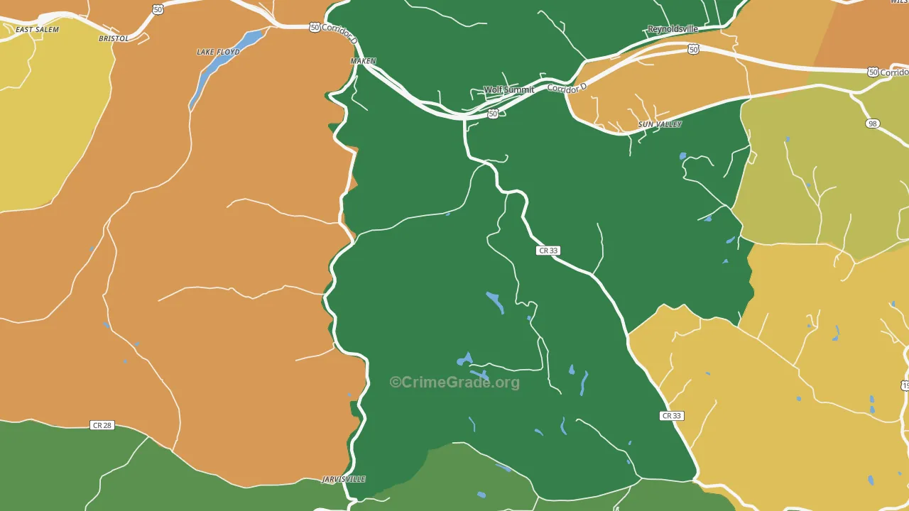 Wolf Summit, WV Map of Drug-Related Crime Rates