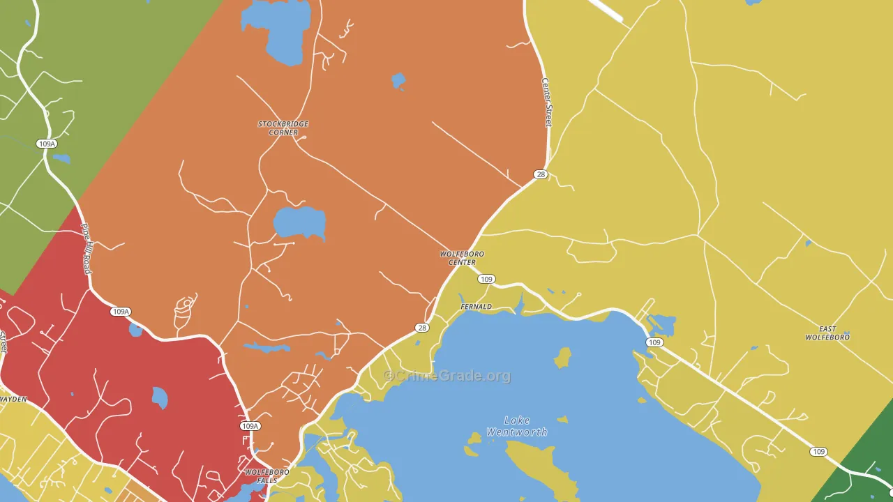 Wolfeboro Center, NH Map of Drug-Related Crime Rates