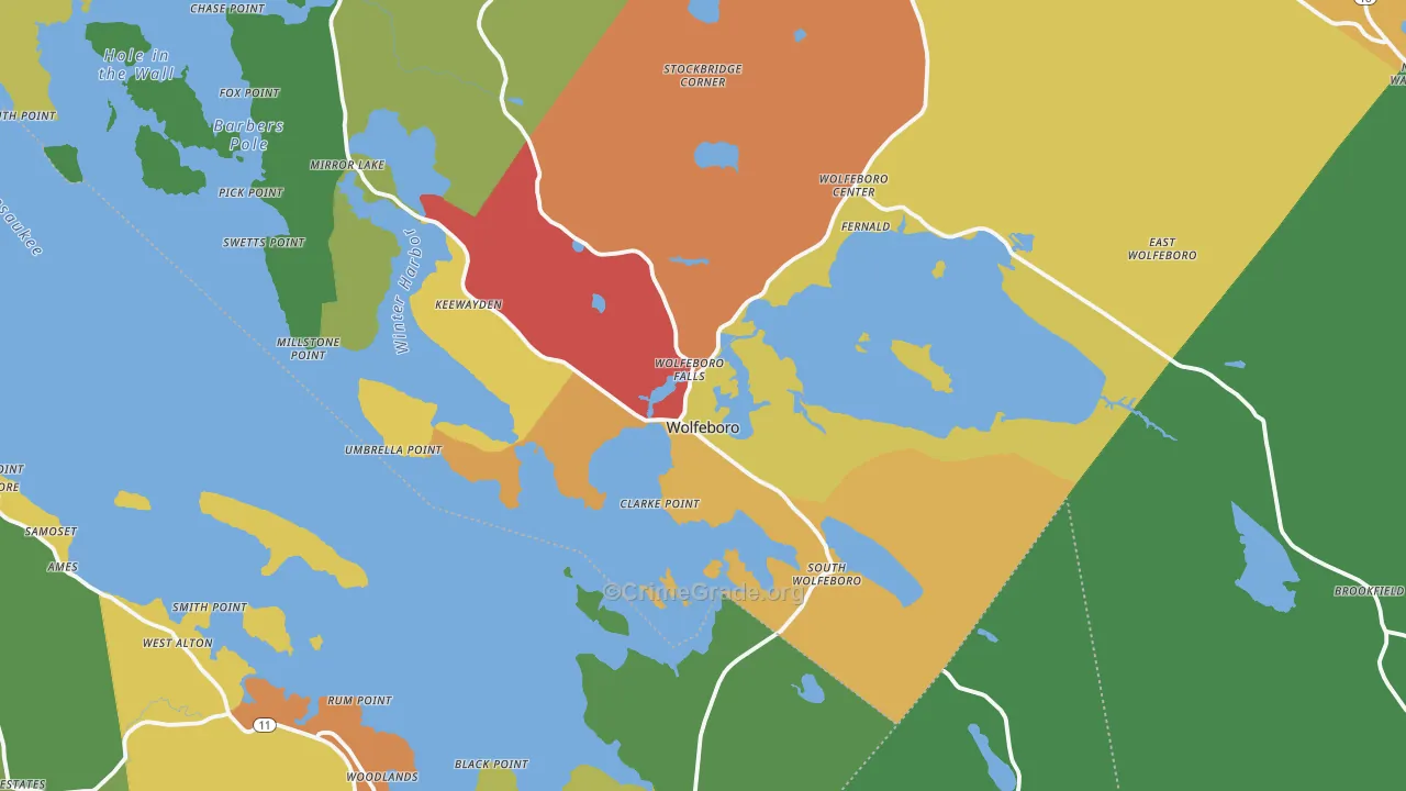 Wolfeboro Falls, NH Map of Drug-Related Crime Rates