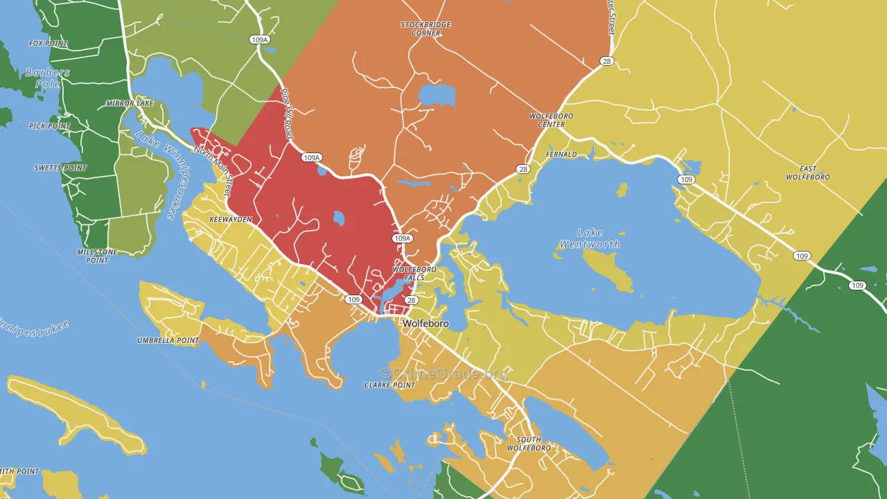 Wolfeboro, NH Map of Drug-Related Crime Rates