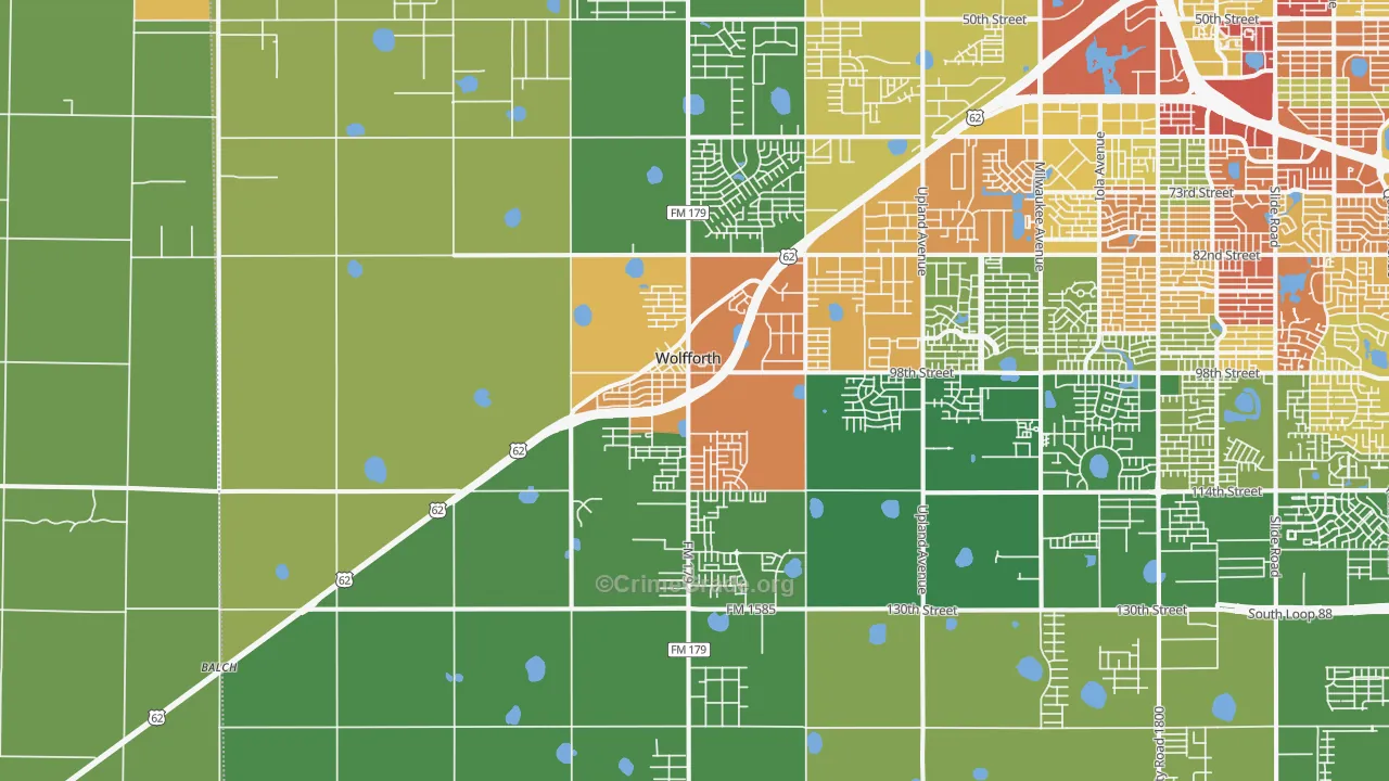 Wolfforth, TX Map of Drug-Related Crime Rates