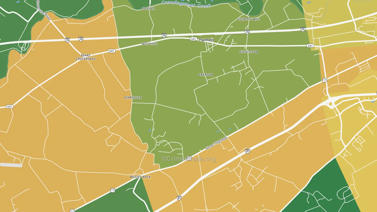 Wolfs Crossroads, PA Map of Drug-Related Crime Rates