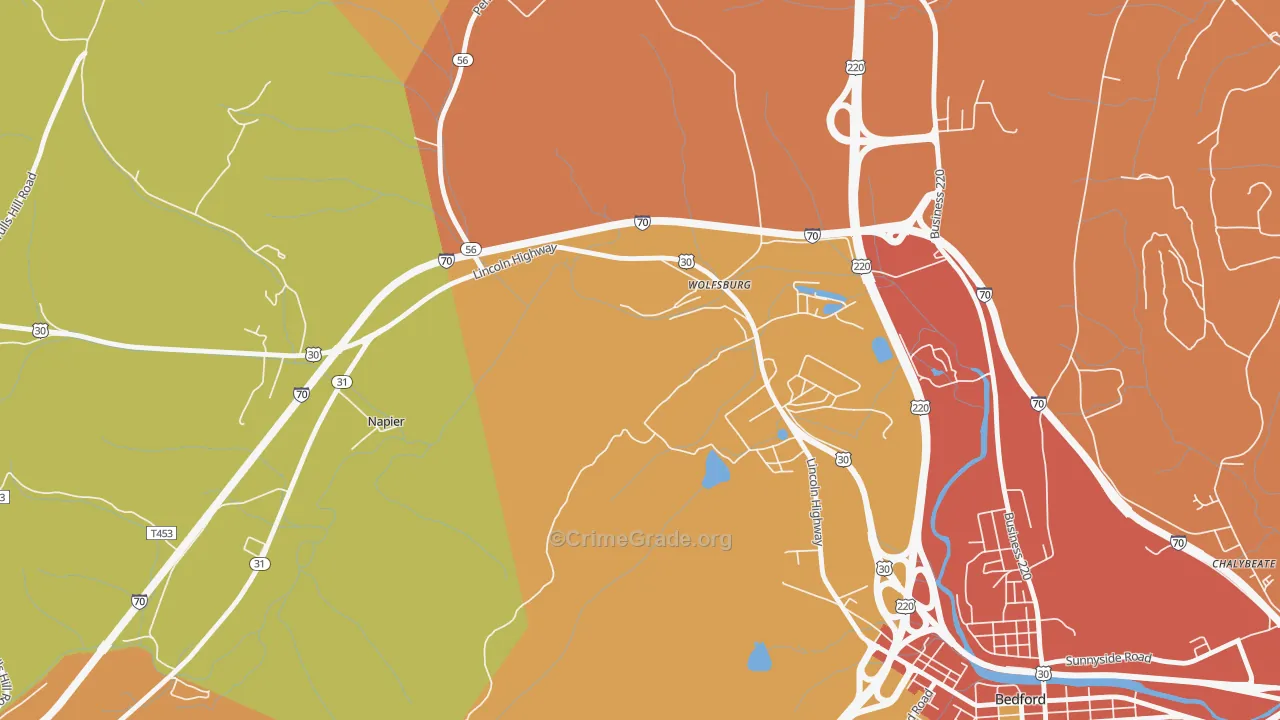 Wolfsburg, PA Map of Drug-Related Crime Rates