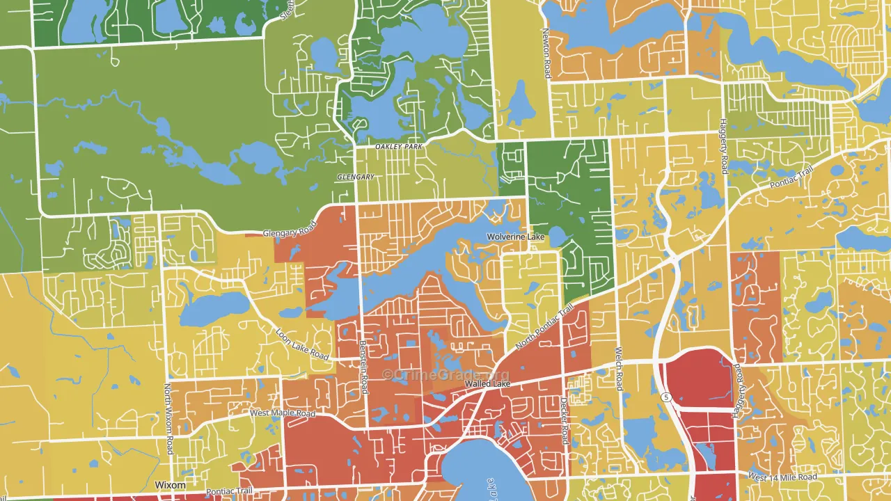 Wolverine Lake, MI Map of Drug-Related Crime Rates