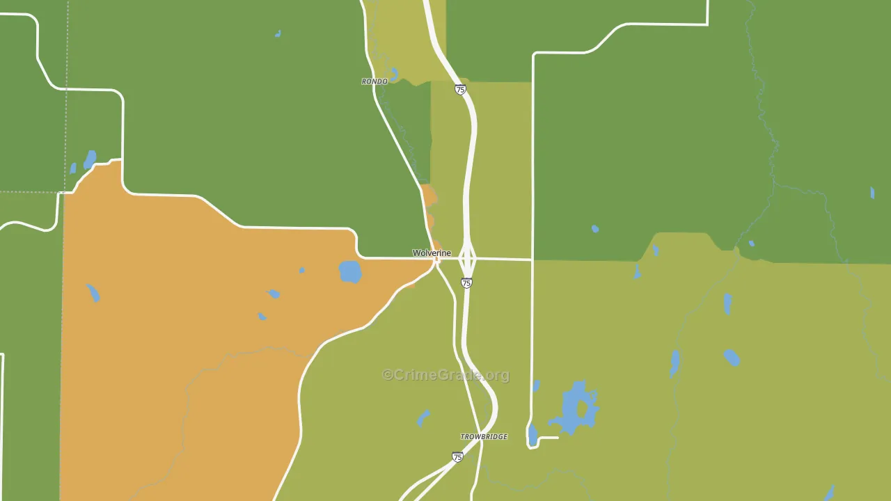 Wolverine, MI Map of Drug-Related Crime Rates