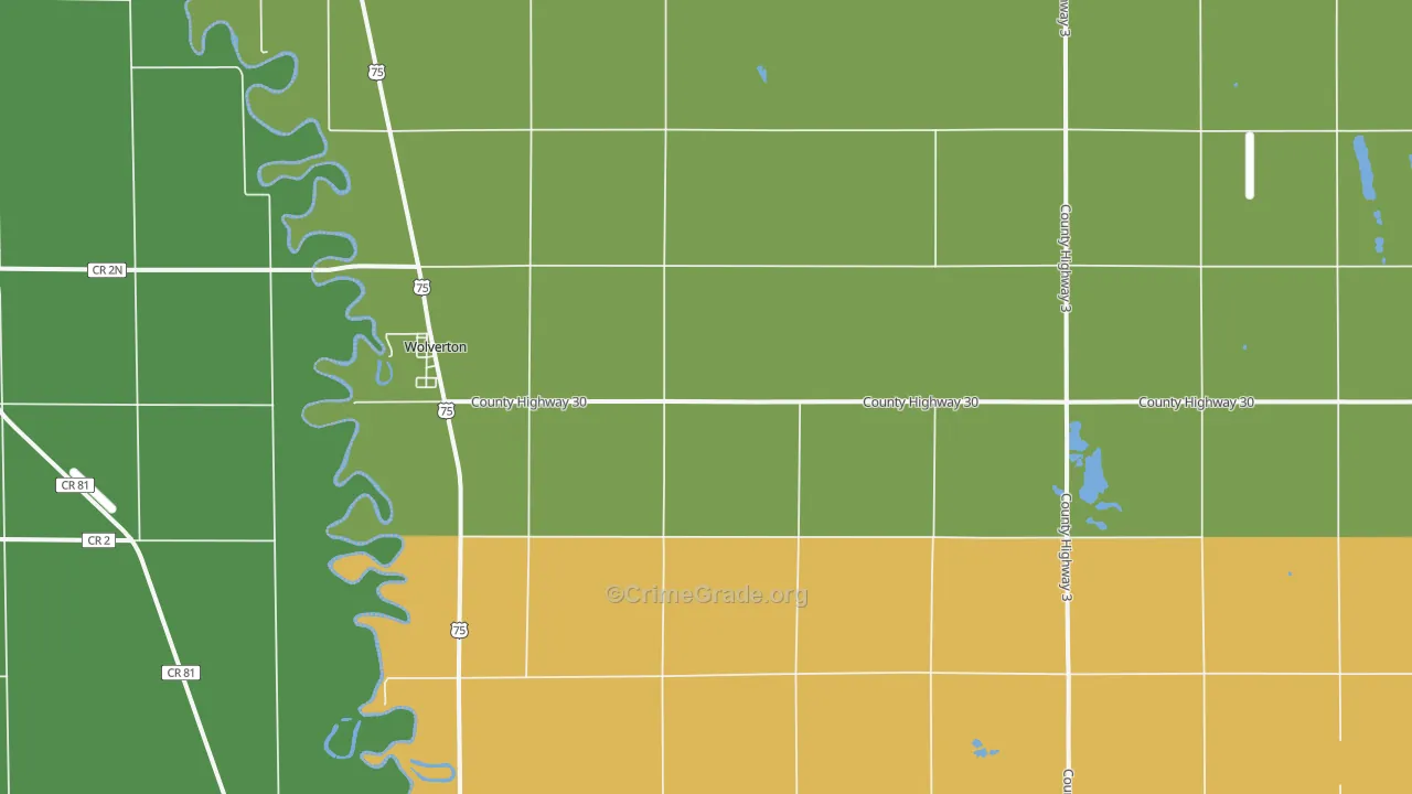 Wolverton, MN Map of Drug-Related Crime Rates