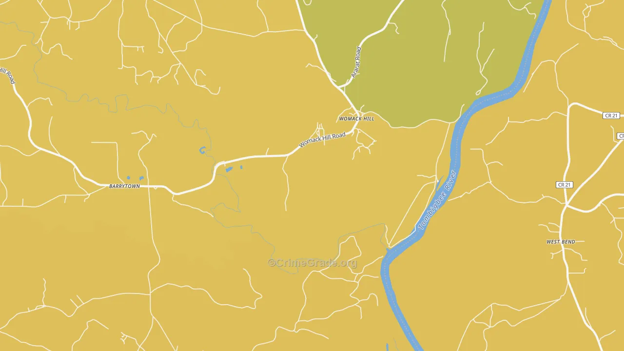 Womack Hill, AL Map of Drug-Related Crime Rates