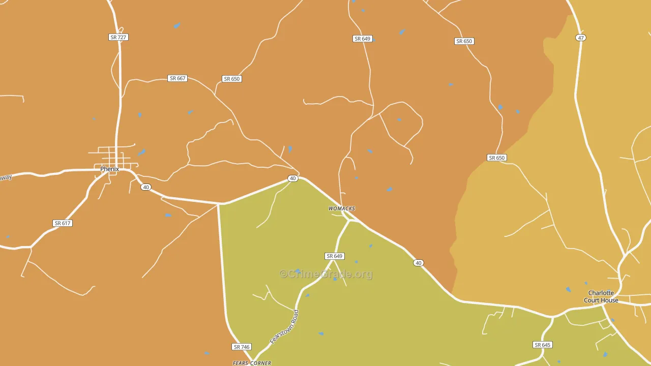 Womacks, VA Map of Drug-Related Crime Rates