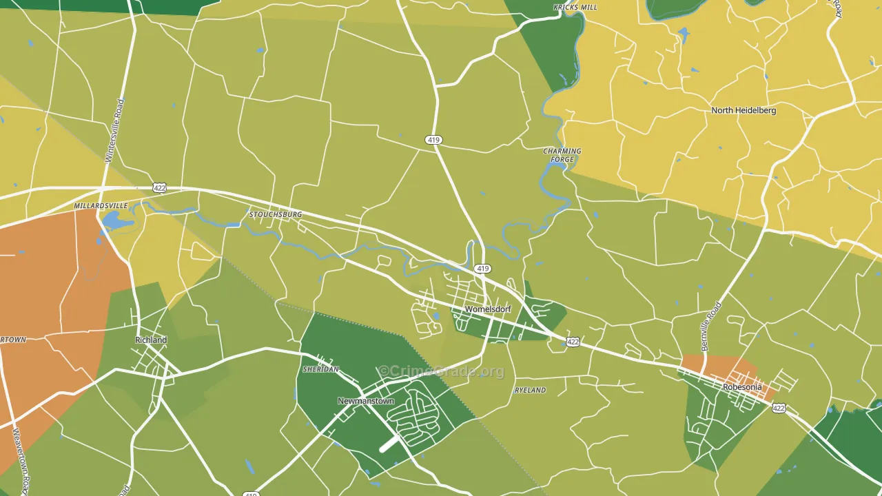 Womelsdorf, PA Map of Drug-Related Crime Rates