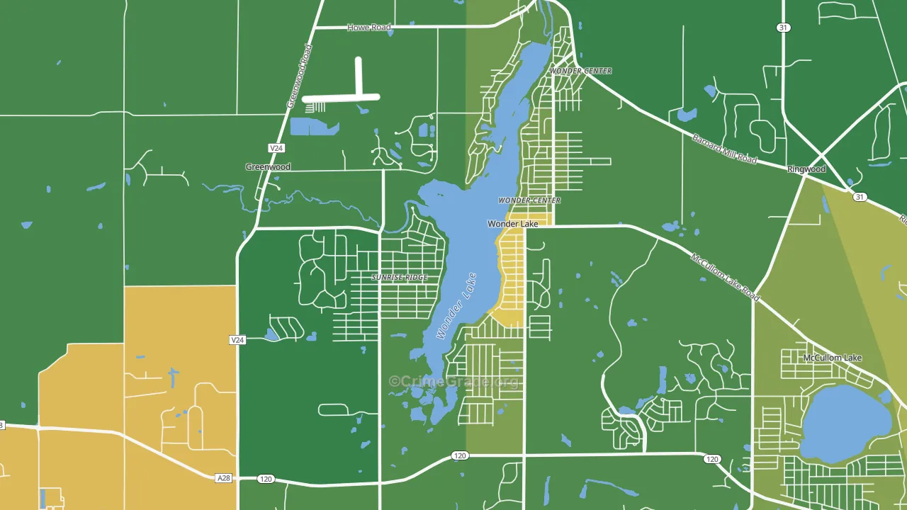 Wonder Lake, IL Map of Drug-Related Crime Rates