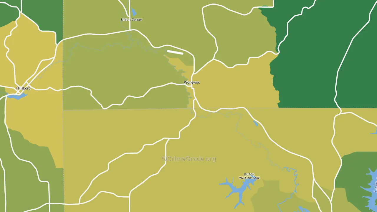 Wonewoc, WI Map of Drug-Related Crime Rates