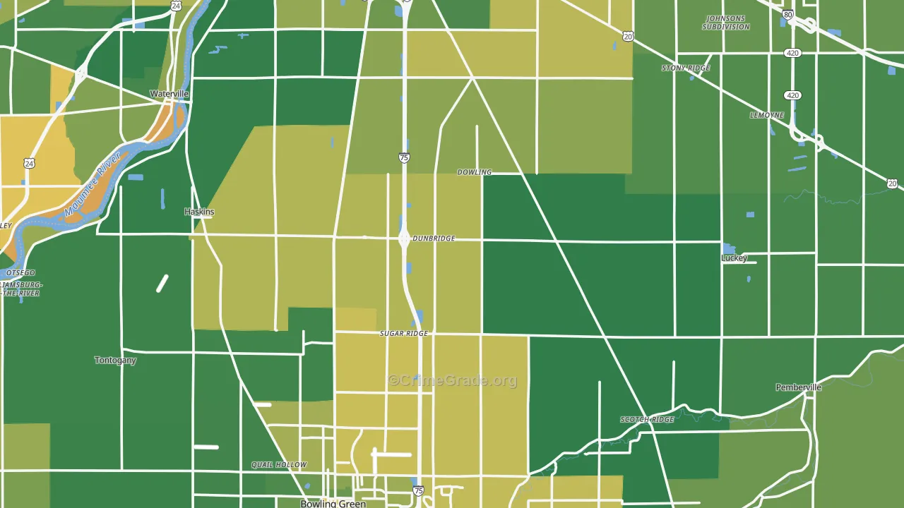 Wood County, OH Map of Drug-Related Crime Rates