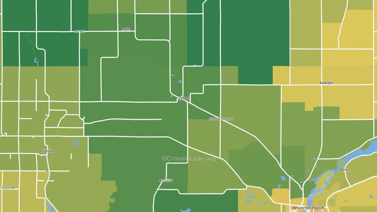 Wood County, WI Map of Drug-Related Crime Rates