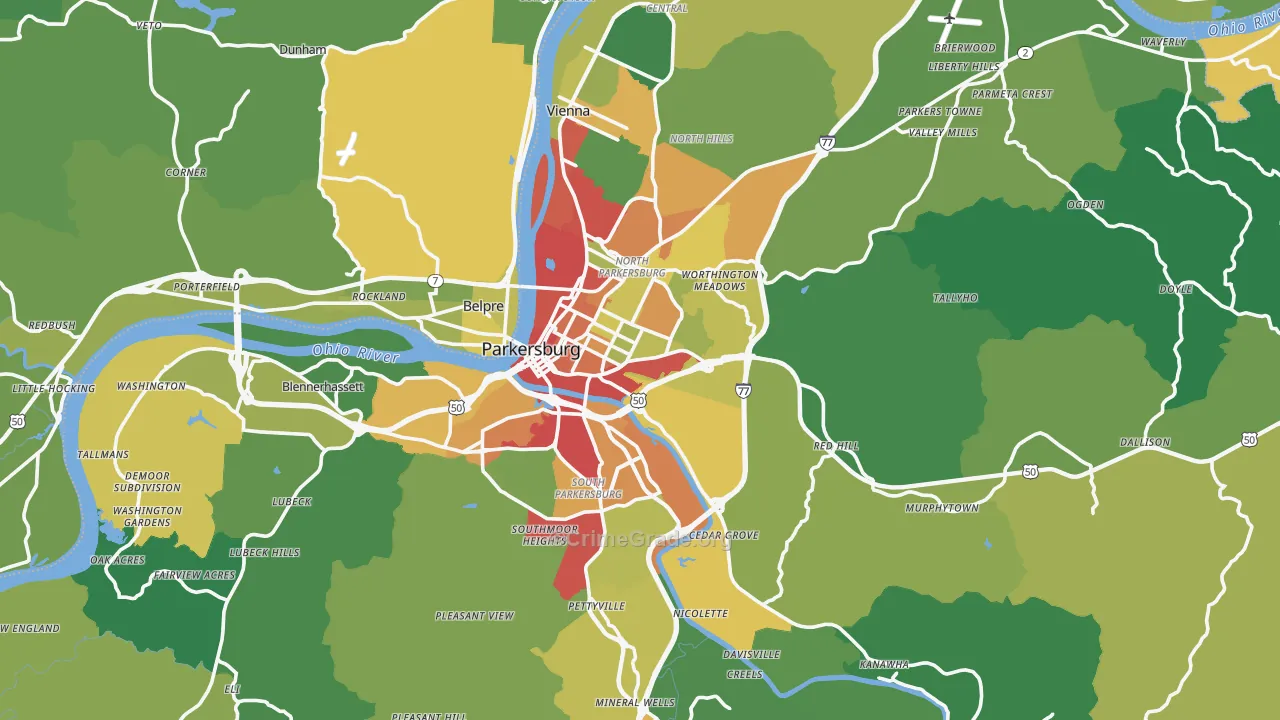 Wood County, WV Map of Drug-Related Crime Rates