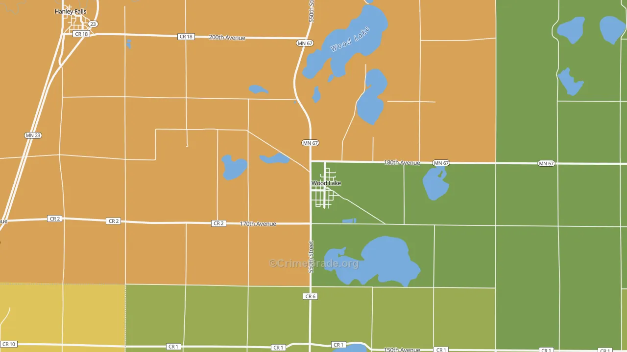 Wood Lake, MN Map of Drug-Related Crime Rates