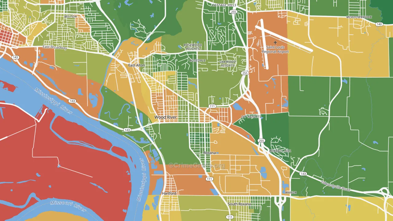 Wood River, IL Map of Drug-Related Crime Rates
